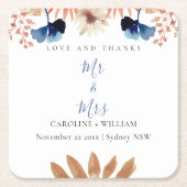 ボホフローラ結婚ズ スクエアペーパーコースター (正面)