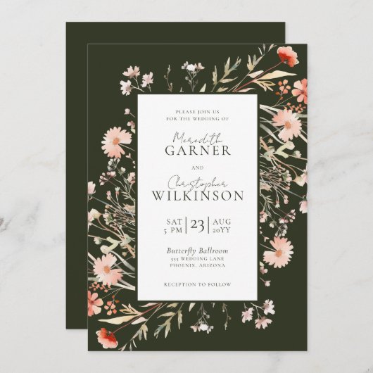 ボホフローラ結婚式招待状 招待状 (正面/裏面)