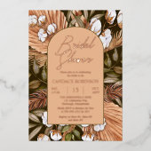 ボホフローラ綿 | Dried Grassesブライダルシャワー 箔招待状 (正面)