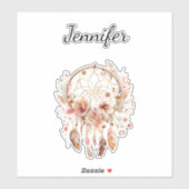 ボホフローラ羽ドリームキャッチャーパーソナライズされた シール (シート)