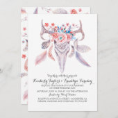 ボホフローラ羽毛ディアー〔雄ジカの〕枝角結婚ズ 招待状 (正面/裏面)