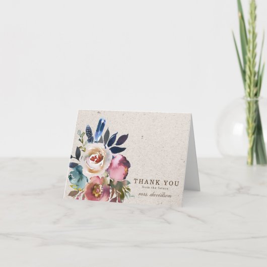 ボホフローラ羽素朴付きシャワーサンキューカード サンキューカード (正面)