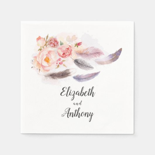 ボホフローラ羽 スタンダードカクテルナプキン (正面)