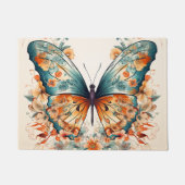 ボホフローラ花蝶の牧草地の水色 ドアマット (正面)