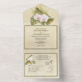 ボホフローラ蘭の緑のフレーム素朴 オールインワン招待状 (内側)