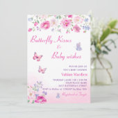 ボホフローラ蝶キス女の子ベビーシャワー 招待状 (スタンド正面)