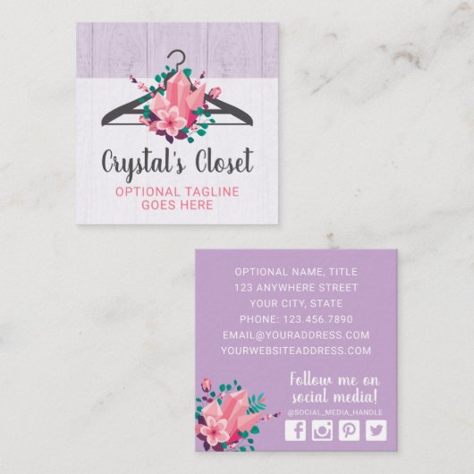 ボホフローラ衣料掛けクローゼットファッションブティック スクエア名刺 (正面/裏面)