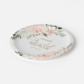 ボホフローラ赤面ピンクセージグリーンブライダルシャワー ペーパープレート (アングル)