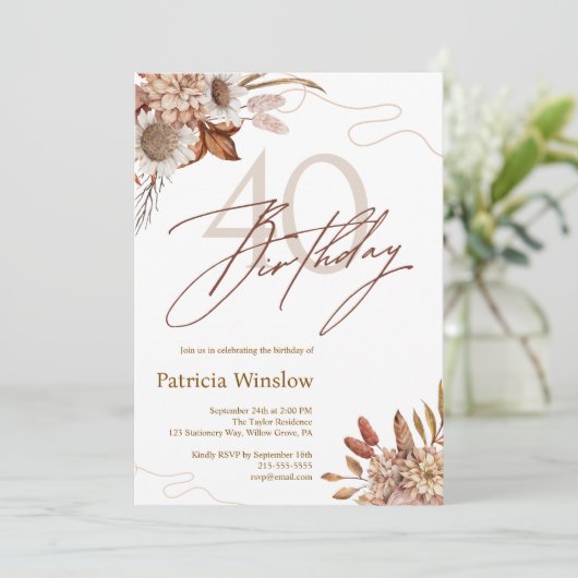 ボホフローラ40歳の誕生日 招待状 (スタンド正面)