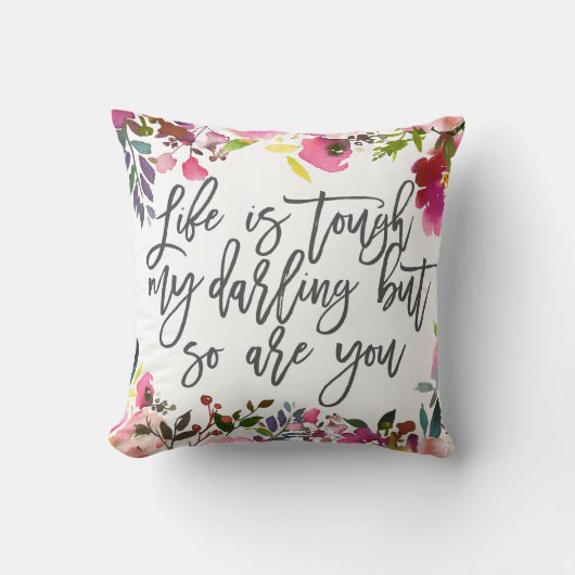 ボホフローラ、人生はタフだから、人生の引用文 クッション (正面)