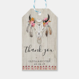 ボホフローラ〔雄ジカの〕枝角スカルウッドサンキュー結婚ズ ギフトタグ