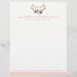 ボホフローラ〔雄ジカの〕枝角&シャビーバラパーティーバンティング レターヘッド