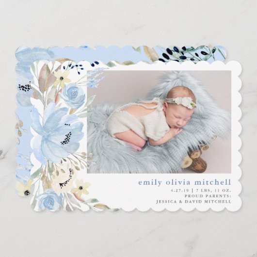 ボホフローラ |青い写真の誕生発表 案内状 (正面/裏面)