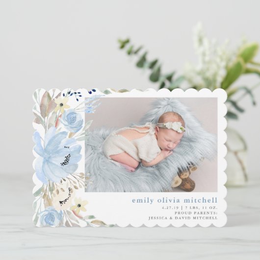 ボホフローラ |青い写真の誕生発表 案内状 (スタンド正面)