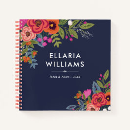 ボホブケツネービーブルー&コーラル – 名前 ノートブック