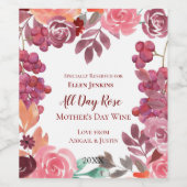 ボホブドウとバラ母の日 ワインラベル (シングルラベル)