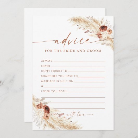 ボホブライダルシャワーアドバイスカードテラコッタフローラ 招待状 (正面/裏面)