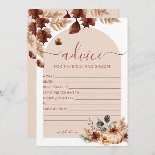 ボホブライダルシャワーアドバイスカードテラコッタフローラ 招待状 (正面/裏面)