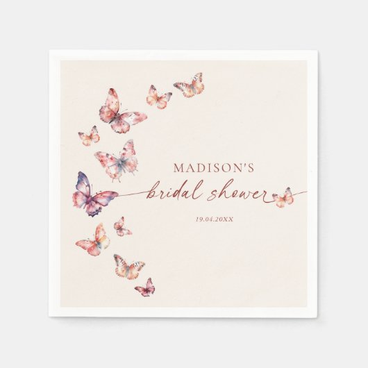 ボホブライダルシャワーバタフライ スタンダードカクテルナプキン (正面)