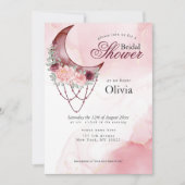 ボホブライダルシャワーピンククレセントムーンマンダラ 招待状 (正面)