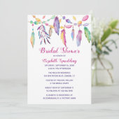 ボホブライダルシャワーフェザーインディアンパープルサウスウエスト 招待状 (スタンド正面)
