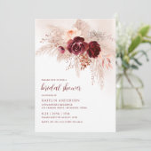 ボホブライダルシャワーブルガンディパンパスグラスバラ 招待状 (スタンド正面)