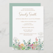 ボホブライダルシャワー水彩ワイルドフラワー 招待状 (正面/裏面)