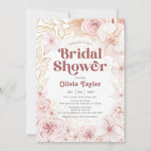 ボホブライダルシャワー赤面ピンクフローラ 招待状 (正面)