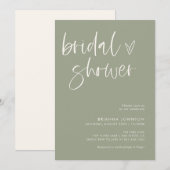 ボホブライダルシャワー |ミニマリストSage Greenブライダル 招待状 (正面/裏面)