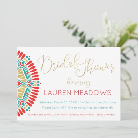 ボホブライダルフィエスタウェディングシャワー招待状 招待状 (スタンド正面)