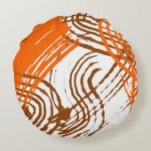 ボホブラウンオレンジ抽象デザイン ラウンドクッション (裏面)