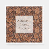 ボホブラウンレザーフェイクフローラブライダルシャワー スタンダードランチョンナプキン (正面)