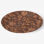 ボホブラウンレザーフェイクフローラ結婚ズ ペーパープレート (アングル)