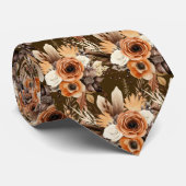 ボホブラウン金ゴールドフローラ水彩花結婚の色 ネクタイ (ロール)