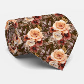 ボホブラウン金ゴールドフローラ水彩花結婚の色 ネクタイ (ロール)