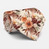 ボホブラウン金ゴールドフローラ水彩花結婚の色 ネクタイ (ロール)