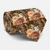 ボホブラウン金ゴールドフローラ水彩花結婚の色 ネクタイ (ロール)