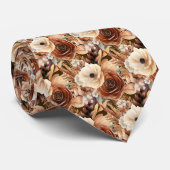 ボホブラウン金ゴールドフローラ水彩花結婚の色 ネクタイ (ロール)