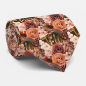 ボホブラウン金ゴールドフローラ水彩花結婚の色 ネクタイ (ロール)