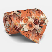 ボホブラウン金ゴールドフローラ水彩花結婚の色 ネクタイ (ロール)