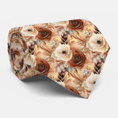 ボホブラウン金ゴールドフローラ水彩花結婚の色 ネクタイ (ロール)