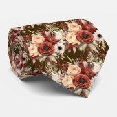 ボホブラウン金ゴールドフローラ水彩花結婚の色 ネクタイ (ロール)