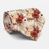 ボホブラウン金ゴールドフローラ水彩花結婚の色 ネクタイ (ロール)
