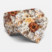 ボホブラウン金ゴールドフローラ水彩花結婚の色 ネクタイ (ロール)