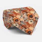 ボホブラウン金ゴールドフローラ水彩花結婚の色 ネクタイ (ロール)