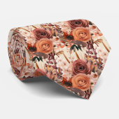 ボホブラウン金ゴールドフローラ水彩花結婚の色 ネクタイ (ロール)