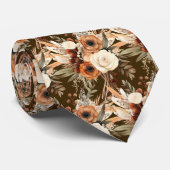 ボホブラウン金ゴールドフローラ水彩花結婚の色 ネクタイ (ロール)