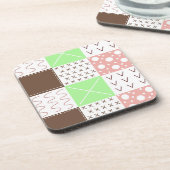 ボホブラウン、ブルゴーニュ、グリーンとマウヴお洒落 コースター (左側)