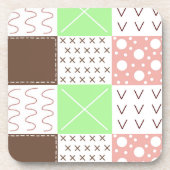 ボホブラウン、ブルゴーニュ、グリーンとマウヴお洒落 コースター (正面)