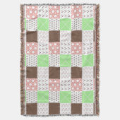 ボホブラウン、ブルゴーニュ、グリーンとマウヴお洒落 スローブランケット (正面縦)